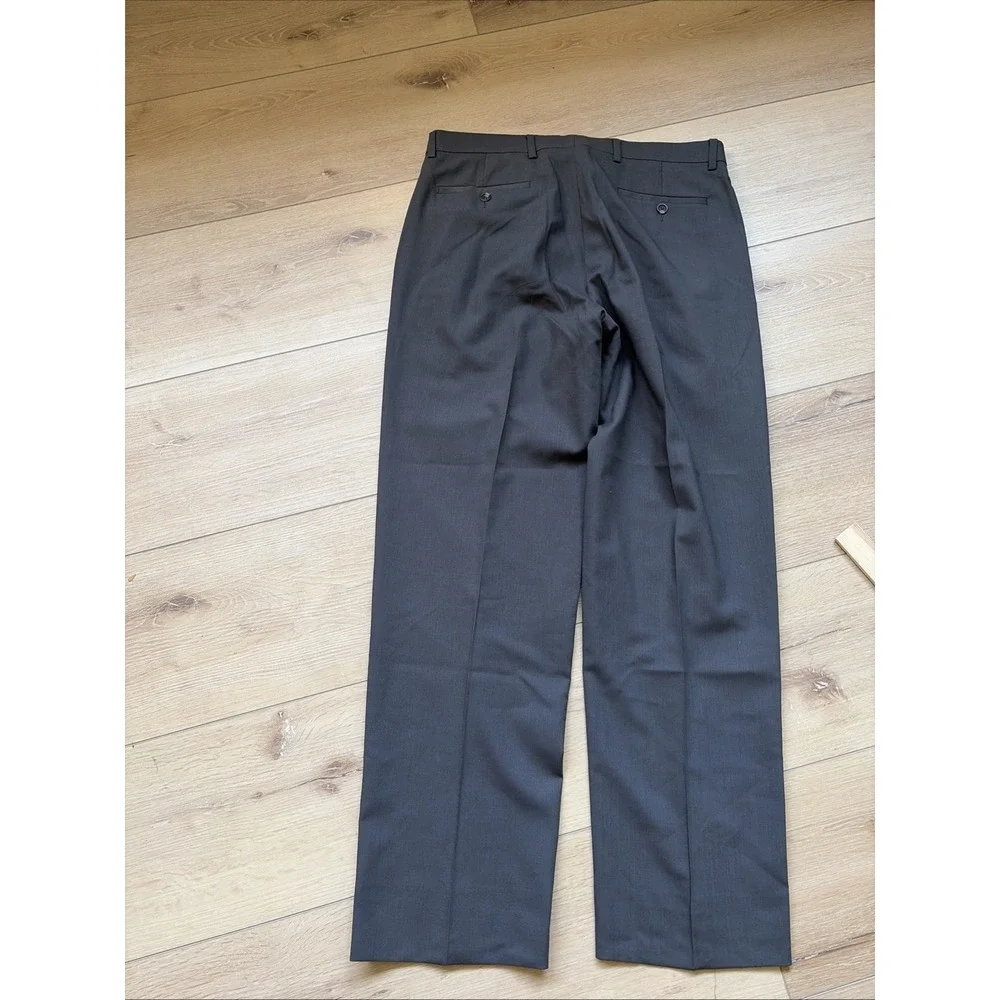 Pronto Uomo Pants Mens Size 34 100% Wool Flat Front Made In Italy Gray